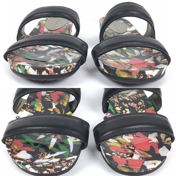TAHARI Slide Sandals Leather Floral 2 Strap Playful Open Toe Slip On Shoe Size 6 - Picture 3 of 9